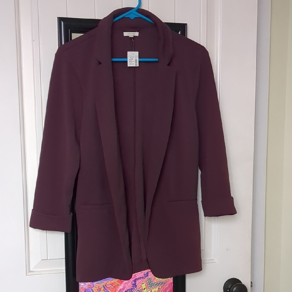 Maurices Red Blazer with Relaxed Fit and Shawl Collar